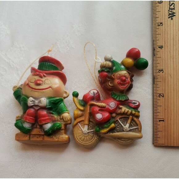 Vintage Christmas Tree Ornaments Blow Mold Humpty Dumpty Clown Made in Hong Kong - Picture 5 of 11